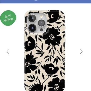 NIB Casely Floral Black and Cream iPhone 15 pro Case